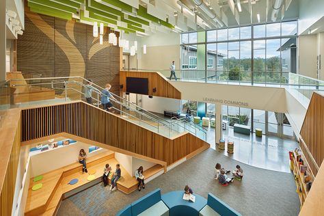 Stevens Creek Elementary School, Lake Stevens School District, Lake Stevens, Washington - NAC Architecture: Architects in Seattle & Spokane, Washington, Los Angeles, California Elementary School Interior Design, Future School Design, Elementary School Entrance, Middle School Architecture, Elementary School Cafeteria, Elementary School Design, Lake Stevens Washington, Elementary School Architecture, Outdoor Play Spaces