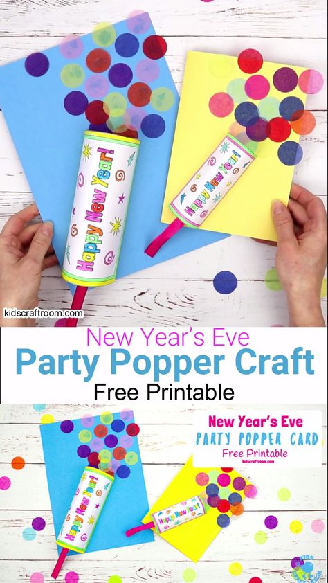 New Year's Eve Party Popper Craft Easy Mothers Day Crafts For Toddlers, News Years Crafts For Kids, Craft Activity For Kids, New Year's Eve Crafts, Kids New Years Eve, New Year's Eve Activities, Easy Mother's Day Crafts, Kids Craft Room, Party Poppers