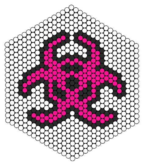 Perler Pink N Black Biohazard Perler Bead Pattern | Bead Sprites | Misc Fuse Bead Patterns Scene Perler Beads, Rave Crafts, Bead Things, Kandi Cuffs, Perler Ideas, Easy Perler Beads Ideas, Perler Art, Pony Bead Patterns, Diy Perler Bead Crafts