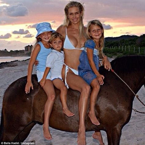 Family flashback: Bella captioned this old photo: 'Happy birthday to the strongest, kindest, most beautiful woman In the world. thank you for being the best mother I have ever known' Yolanda Hadid Young, Anwar Hadid, Yolanda Foster, Yolanda Hadid, Bella Gigi Hadid, Bethenny Frankel, Hadid Sisters, Lisa Rinna, Hadid Style