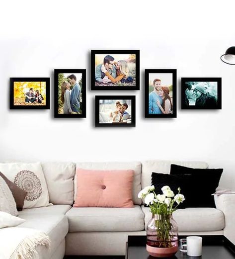 Dining Room Gallery Wall, Wall Photo Frame, Wood Collage, Online Photo Frames, Family Photo Wall, Black Bedroom Furniture, Family Photo Frames, Photo Wall Decor, Family Wall Decor