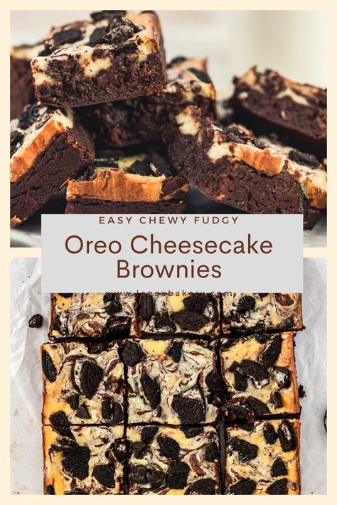 Different Flavor Brownies, Cosmic Brownie Cheesecake, Cheesecake Brownies From Box Recipes, Brownie Types, Oreo Brownie Cheesecake, Brownie Recipies, Oreo Cheesecake Brownies, Brownie Business, Brownie Boxes