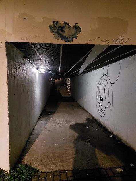 Eerie liminal space tunnel mickey mouse lol Space Tunnel, Alley Way, Dark Alley, Liminal Space, Liminal Spaces, Quick Saves