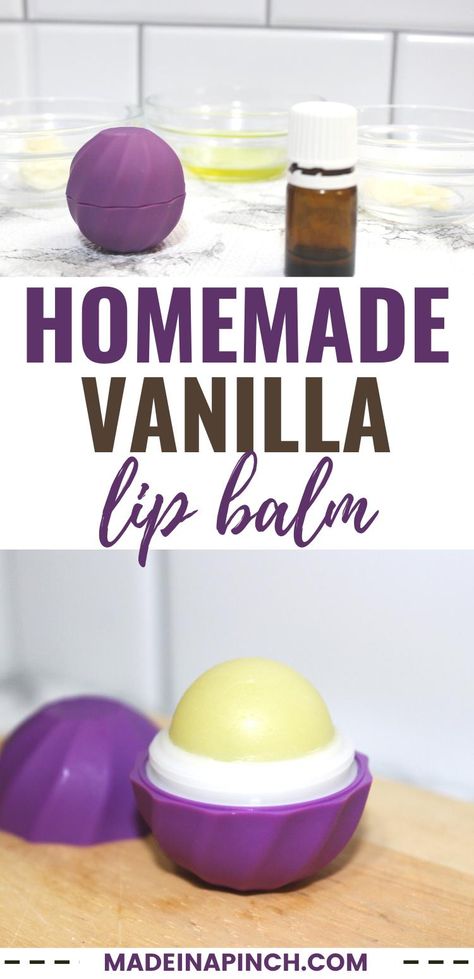 Say 'goodbye' to dry, chapped lips, and say 'hello' to soft, sensual lips! This homemade vanilla lip balm (also called vanilla chapstick) is super simple to make! Plus, you'll save a ton of money making natural DIY vanilla lip balm over buying natural options from the store. Home Made Chapstick, Vanilla Chapstick, Chapstick Diy, Diy Chapstick, Vanilla Diy, Chapstick Recipe, Diy Vanilla, Homemade Lotions, Homemade Lip Balm Recipe