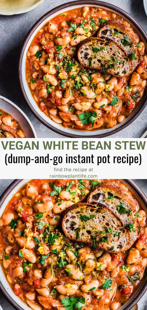 Vegan Crockpot Meals Easy, Gluten Free Vegan Crockpot Meals, Vegan Dinner One Pot, Easy Vegan Gluten Free Meals, Vegan Soup Recipes Instant Pot, Instapot Beans Recipe, Instant Pot Recipes Beans, Meat Free Soup Recipes, Vegan Dump Recipes