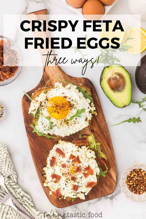 These deliciously crispy skillet feta eggs are served over avocado toast for a healthy quick breakfast that only takes 10 minutes to make! Inspired by the viral TikTok recipe, I’m sharing three tasty ways to enjoy fried eggs with feta cheese. Breakfest Ideas, Crispy Feta, Healthy Quick Breakfast, Feta Eggs, 10 Minute Breakfast, Eggs With Avocado, Fried Egg On Toast, Fried Egg Breakfast, Healthy Egg Breakfast