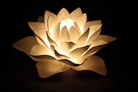 Lotus Flower Lamp, Lotus Lamp, White Lotus Flower, Yoga Studio Decor, Mood Lights, Flower Lamp, Fairy Lamp, Gold Pillows, Night Light Lamp