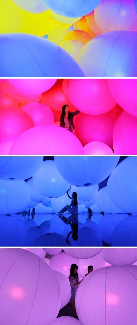 teamLAB, Interactive Installation, Large balls that change color and sound with… Extreme Lighting, Installation Interactive, Interactive Space, Illusion Kunst, Immersive Installation, Experiential Art, Interactive Art Installation, Hong Kong Art, Immersive Art