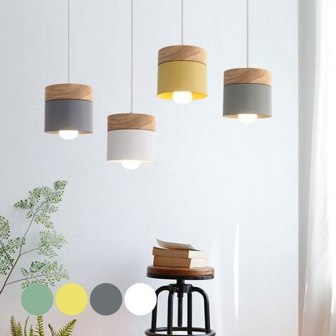 Pendant Lighting Bedroom Bedside, Wire Chandelier, Industrial Pendant Lamps, Pendant Lighting Bedroom, Modern Lamp Shades, Wood Pendant Light, Nordic Lights, Suspension Design, Chandelier Design