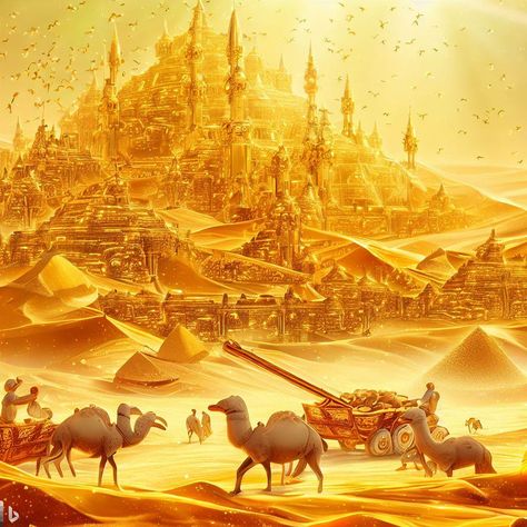 Fantasy Novel Inspiration, Raj Mahal, Satya Yuga, Golden Empire, Gold Treasure, Golden Palace, Light Art Installation, Awesome Houses, Brahma Kumaris