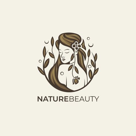 Brown natural beauty woman logo template... | Premium Vector #Freepik #vector #logo #templates #woman #nature Logo For Hair Products, Beauty Products Logo, Natural Beauty Women, Female Icon, Aesthetic Logo, Logo Branding Design, Star Logo Design, Salon Logo Design, Inspiration Logo Design