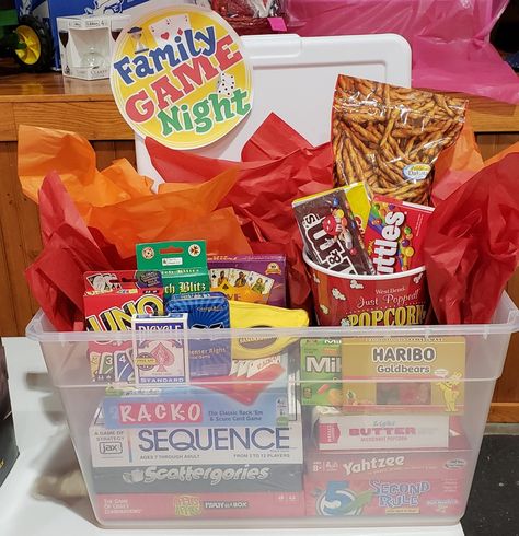 Beef And Beer Basket Ideas, Game Night Auction Basket, Family Game Night Raffle Basket, Benefit Auction Basket Ideas, Teacher Raffle Basket Ideas, Family Game Night Gift Basket Ideas, Family Game Night Basket Ideas, Game Night Raffle Basket Ideas, Game Night Basket Ideas