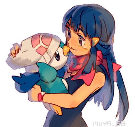 Dawn and Piplup Dawn And Piplup, Dawn Pokemon, Pokemon Platinum, Pokémon Diamond, Pokemon People, Pokémon Art, Pokemon Eeveelutions, Pokemon Oc, Pokemon Special