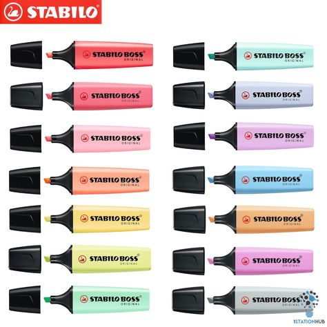 Stabilo Boss Original Pastel Colour Highlighter Marker Pen Chisel Nib | 10 or 14 Pens Set by InkboutiqueStudio on Etsy Stability Boss Highlighters, Stabilo Boss Markers, Highlighters Markers Study, Preppy Markers, Highliter Pens, Preppy Highlighters, School Supplies Pens & Pencils, Hilighter Pen, Highlights Marker