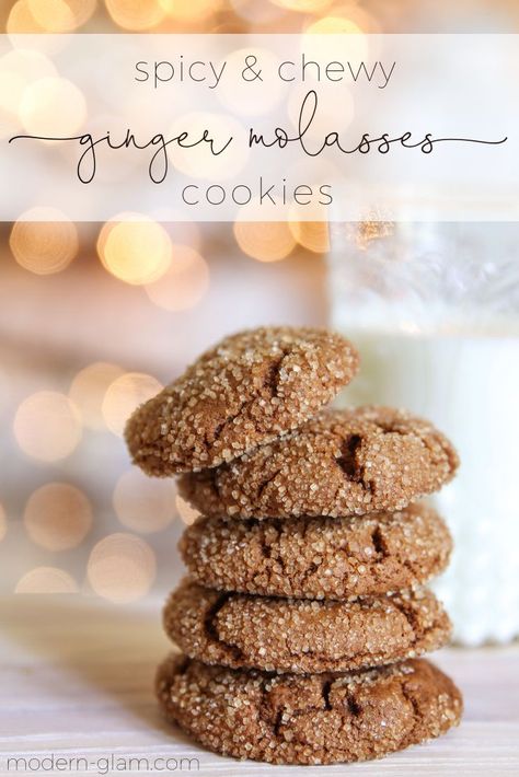 How to make the perfect chewy molasses cookies. The best ginger cookies with crystallized ginger bits that make for a yummy and spicy cookie. Easy recipe that requires no chill time. #holidayrecipe #molassescookies #gingercookie #gingerbread Ginger Cookies With Crystallized Ginger, Crystallized Ginger Cookies, Crystalized Ginger Cookies, Spicy Molasses Cookies, Soft Chewy Molasses Cookies, No Chill Molasses Cookies, Molasses Ginger Cookies Chewy, Ginger Cookies With Candied Ginger, Candied Ginger Cookies