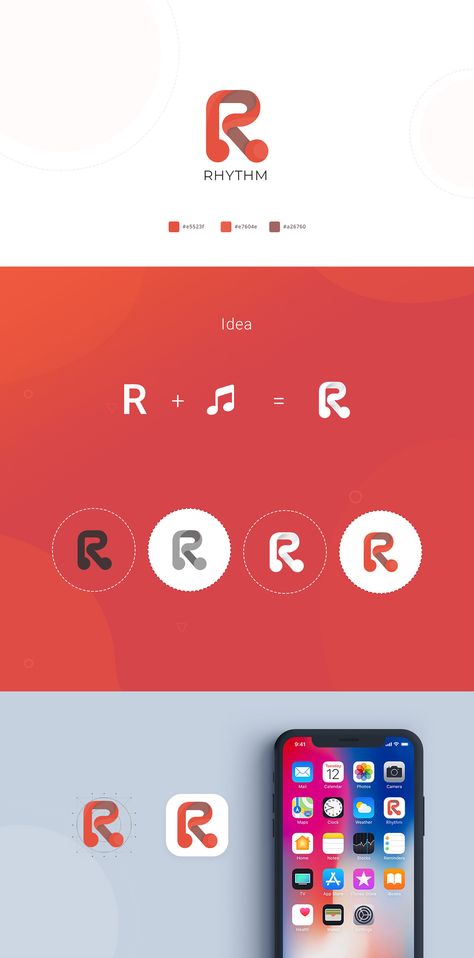 Rhythm Music App Logo on Behance Rhythm Logo Design, R Music Logo, Music App Logo, Rhythm Logo, Room Divider Ideas Bedroom, Dance App, Rr Logo, Music App Design, Design For Music