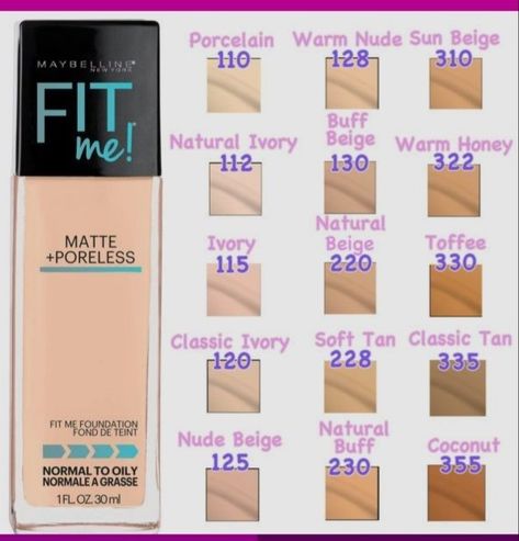 Matte Poreless Foundation, Fit Me Foundation, Skin Tone Makeup, Maybelline Fit Me Foundation, Fit Me Matte And Poreless, New York Fits, Face Foundation, Lightweight Foundation, Too Faced Foundation