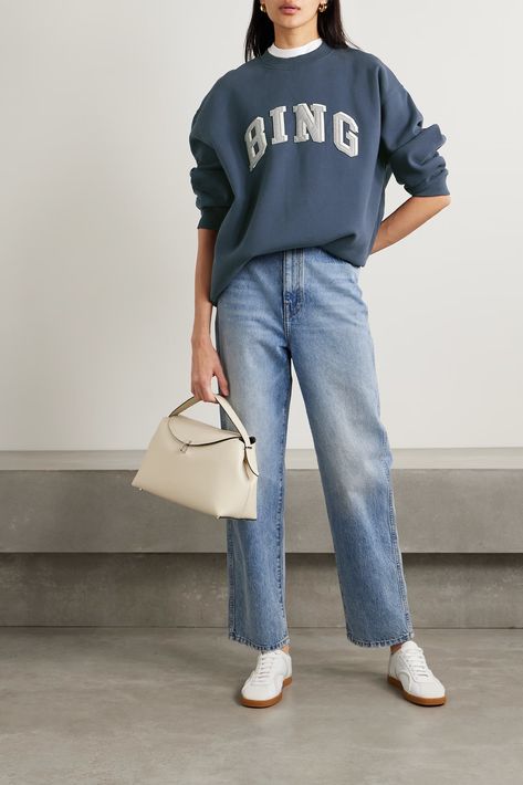 Best Sweatshirts | SheerLuxe Crew Sweatshirt Outfit, Sweatshirt Outfit Chic, Anine Bing Sweatshirt Outfit, Bing Sweatshirt Outfit, Crewneck Sweater Outfit, Oversized Crewneck Outfit, Anine Bing Sweatshirt, Oversized Sweatshirt Outfit, Crew Neck Sweater Outfit