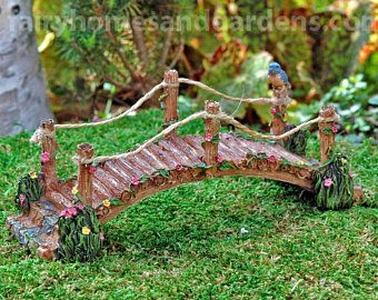 Fairy Garden Bridge, Fairy Bridge, Fairy Garden Sign, Fairy Garden Gnomes, Fairy Tree Houses, Garden Water Feature, Fairy Garden Designs, Fairy Accessories, Fairy Furniture