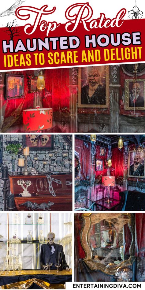 Top Rated Haunted House Ideas To Scare And Delight Haunted Mansion Haunted House, Haunted House Rooms Themes, Fun House Haunted House, Haunted House Walls, Halloween Haunted House Ideas, Ghost Room Haunted House, Haunted House Ideas, Haunted House Tour, Halloween Haunted House Decorations