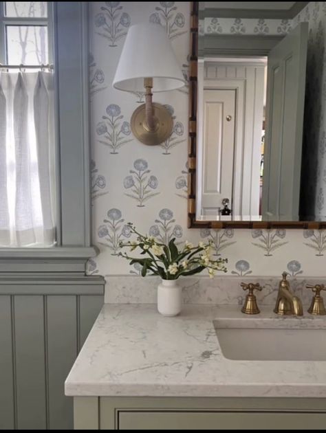 2024 Color Palette, Bathroom Wallpaper Ideas, A Night At The Opera, Cottage Bathroom, Gorgeous Bathroom, 2024 Color, Upstairs Bathrooms, Trendy Bathroom, Girls Bathroom