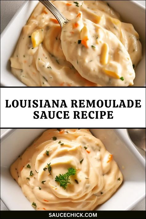 Louisiana Remoulade Sauce Recipe | Tangy & Zesty Flavor Remuloude Sauce, Remoulade Sauce Recipe Easy, Roumalade Sauce, Remolaude Sauce, Rarebit Sauce, Remoulade Sauce Recipe, Sauces Recipes, Cajun Dishes, Homemade Sauce Recipes