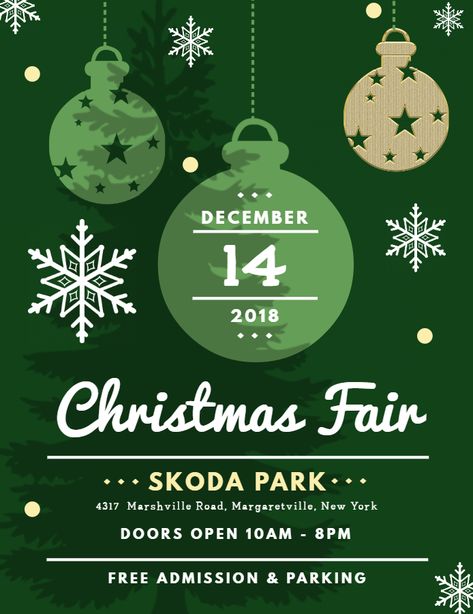 Green Christmas Fair Event Invitation Poster/Flyer Idea Christmas Poster Ideas, Christmas Event Poster, Holiday Poster Design, Christmas Poster Design, Christmas Party Poster, Christmas Flyer Template, Invitation Poster, Christmas Graphic Design, Christmas Flyer