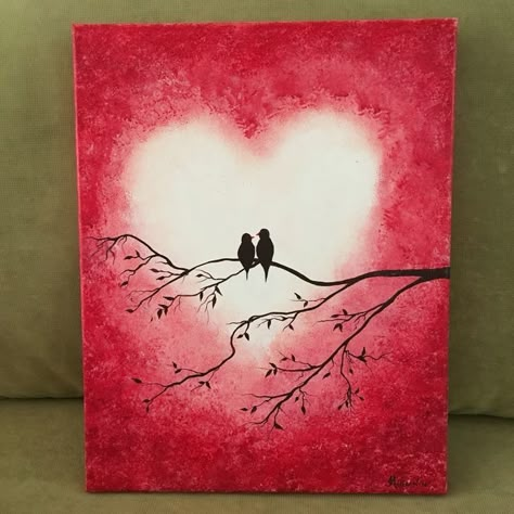 فن الرسم بالمسامير, Love Canvas Painting, Valentines Day Drawing, Valentines Watercolor, Painting Ideas For Beginners, Easy Canvas, Simple Canvas Paintings, Cute Canvas Paintings, Easy Canvas Art