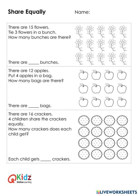 Division Grade 1 Worksheet, Division Worksheets 1st Grade, Division For Grade 2, Division Worksheets For Grade 2, Year 2 Maths Worksheets, Homeschooling Worksheets, Evs Worksheet, Worksheet For Class 2, Math Division Worksheets