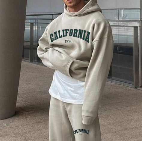 Guys Hoodies, California Hoodie, Mood Bored, Fashion Sweatshirts, Trendy Hoodies, Letter Print Hoodie, Winter 23, Streetwear Men, Fashion Hoodies