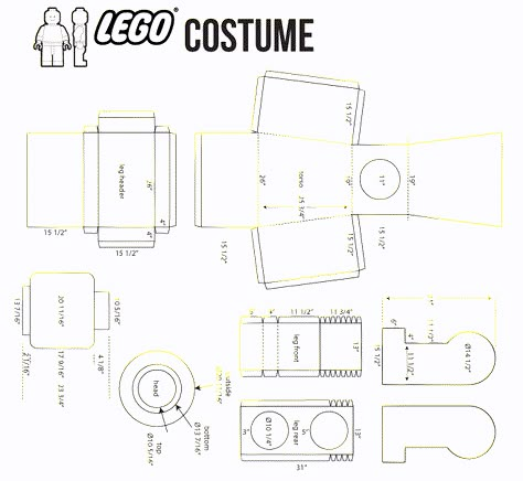 Lego Costume Template Lego Diy Costume, Lego Emmet Costume, Lego Costumes Diy, Lego Brick Costume Diy, How To Make A Lego Head Costume, Lego Cardboard Costume, Lego Costume Diy, Lego Man Costumes, Lego Halloween Costumes