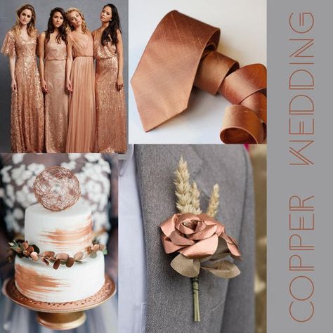 Bronze Color Palette Colour Schemes, Gold Tie Groomsmen, Brown Wedding Theme, Kiawah Wedding, Copper Wedding Theme, Copper Wedding Colors, Brown Wedding Themes, Rose Gold Tie, Anemone Wedding