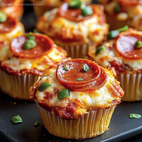 Deep Dish Pizza Cupcakes, Pizza Bar Party Ideas, Pizza Competition Ideas, Pizza Bites With Pizza Dough, Deep Dish Breakfast Pizza, Pizza Biscuits Muffin, Pizza Bunt Pan, Food Snacks Ideas, Quick Snacks To Make At Home