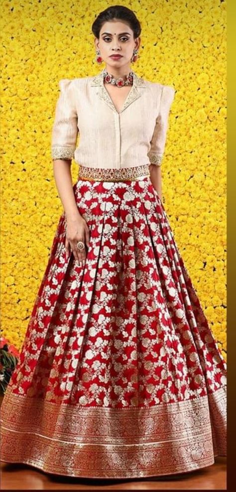 Banarasi Lehenga Blouse Design, Lehenga Blouse Design, Long Skirt Top Designs, Long Skirt And Top, Navratri Collection, Half Saree Lehenga, Half Sarees, Kids Blouse Designs, Lehenga Designs Simple