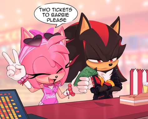 Sonic Y Amy, Shadamy Comics, Barbie Song, Cinema Date, Shadow And Amy, Amy The Hedgehog, Sonic And Amy, Hedgehog Art, Sonic And Shadow