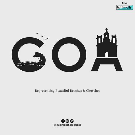 Goa Logo  Representing Beautiful Beaches & Churches!  #goa #india #love #beach #church #travel #sunset #goadiaries #wanderlust #holiday #blogger #logo #logodesign #graphicdesign #graphicdesigner #branding #typography #theminimalistcreations Goa Doodle Art, Goa Logo, Goa Illustration, Goa Poster, Interesting Logos, Goa Aesthetic, Backgrounds Tumblr Pastel, Minimalist Tshirt Design, City Logos Design