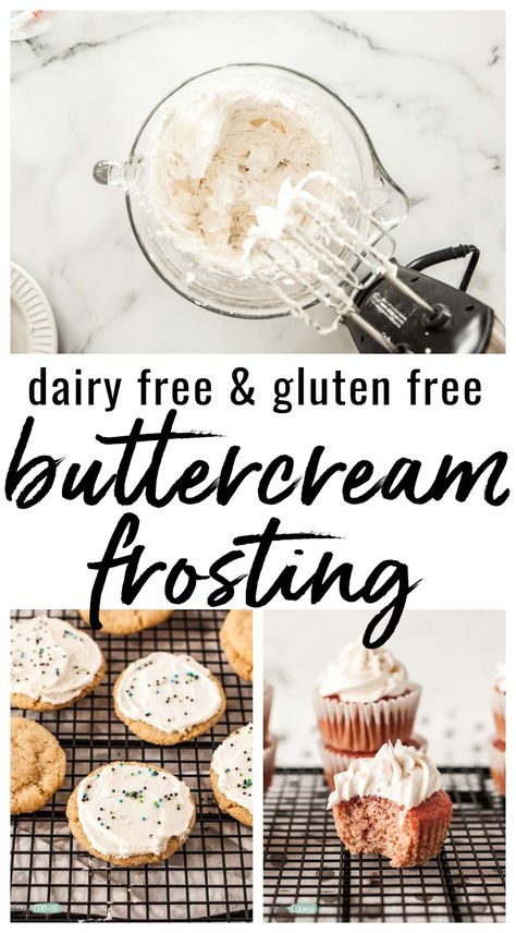 Gluten Free Dairy Free Buttercream Frosting, Dairy Free Buttercream Frosting Recipe, Gluten And Dairy Free Icing, Dairy Free Icing For Cookies, Gluten Free Dairy Free Frosting Recipe, Dairy Free Marshmallow Frosting, Dairy Free Cookie Icing, Lactose Free Frosting, Dairy Free Sugar Cookie Icing