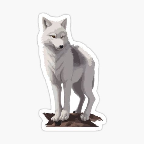 Elegant White-Gray Wolf: Majestic Wildlife Elegance Sticker Wolf Sticker, Gray Wolf, Grey Wolf, Sticker Cute, Grey, For Sale, White