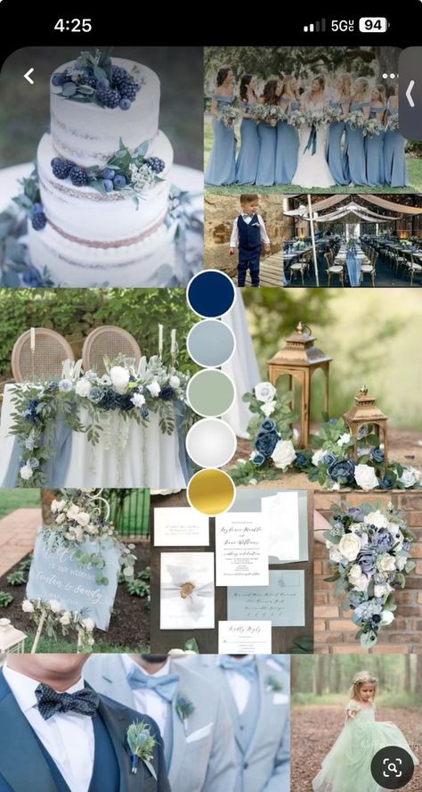 Wedding Colors With Light Blue, Navy Blue Dusty Blue Sage Green Wedding, Dusty Blue Navy And Sage Green Wedding, Navy Blue And Light Blue Wedding Theme, Rustic Wedding Dusty Blue, Ice Blue And Navy Wedding Theme, Dusty Blue Sage Green And Ivory Wedding, Dusty Blue And Sage Green Bridesmaids, Blue And Grey Wedding Decorations