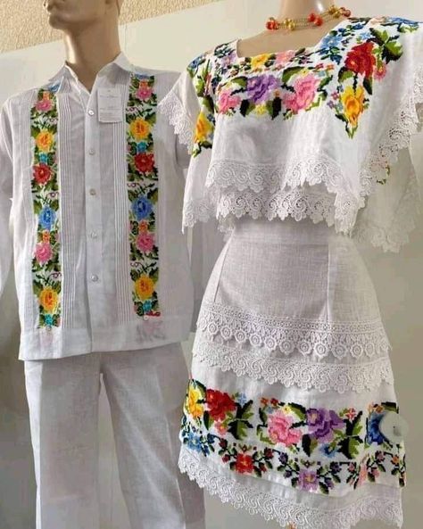 Mexican Look Outfits, Guatemalan Wedding Dress, Traditional Mexican Wedding Dress, White Church Dress, Outfit Mexicano, Mexican Lace, Embroidered Summer Dress, Mexican Wedding Dress, Mexican Embroidered Dress