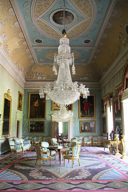 Saltram House, Devon, England. Robert Adam, Historical Interior, Georgian Interiors, English Interior, Georgian Era, Devon England, Country Houses, Grand Homes, Beautiful Chandelier