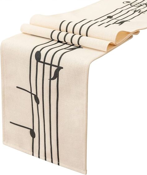 Amazon.com: KEY SPRING Musical Note Table Runner(12 X 72 inch) for Wedding Table Decor, Bridal Shower, Music Party Supplies, Housewarming Gift, Jazz Patry Decor, Cotton & Linen : Home & Kitchen Music Themed Decorations, Orchestra Theme Party, Musical Theme Wedding, Musical Centerpieces Ideas, Music Party Decorations Diy, Music Banquet Decorations, Music Centerpieces Ideas, Sheet Music Party Decorations, Music Notes Party Theme