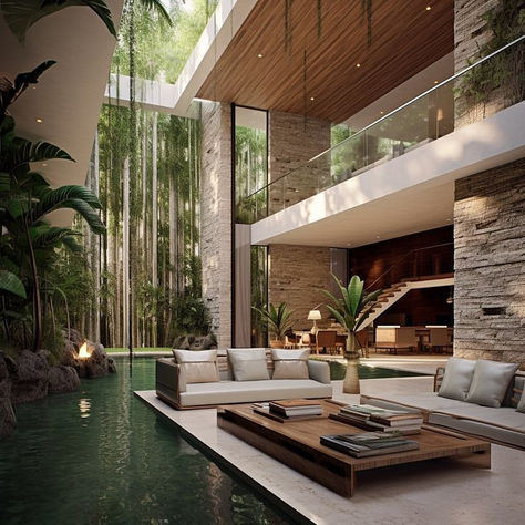 One Hotel Interior Design, Luxurious Villa Interior Design, Modern Interior Architecture, Unique Villa Design, Villa House Design Dream Homes, Villa Decor Interior, Amazing Home Interiors, Architecture House Aesthetic, Luxury Homes Dream Houses Interior