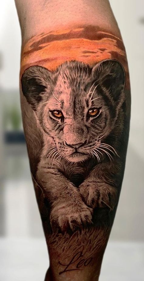 Eye-Catching Lion Tattoos 2 Lions Tattoo, Baby Cub Tattoo, Lion Cub Tattoo Design, Lioness Cub Tattoo, Baby Lion Tattoo, Little Lion Tattoo, Lion And Cub Tattoo, Leo Lion Tattoos, Lioness And Cub Tattoo