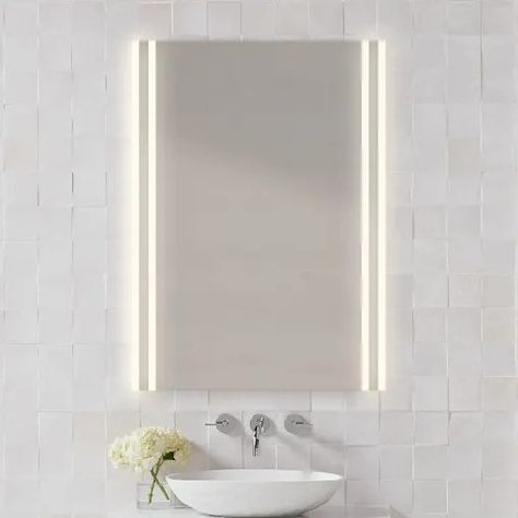 Medicine Cabinets | QualityBath.com Perimeter Lighting, Mirror Installation, Light Pattern, Lighted Mirror, Mirror With Led Lights, Mirror Shapes, Edge Lighting, Overhead Lighting, Medicine Cabinet Mirror