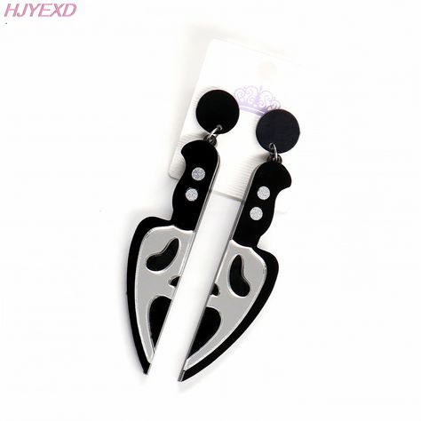 Skull Knife, Knife Shapes, Scary Mask, Printed Jewelry, Skull Earrings, Halloween Earrings, Halloween Jewelry, Creepy Cute, Acrylic Earrings