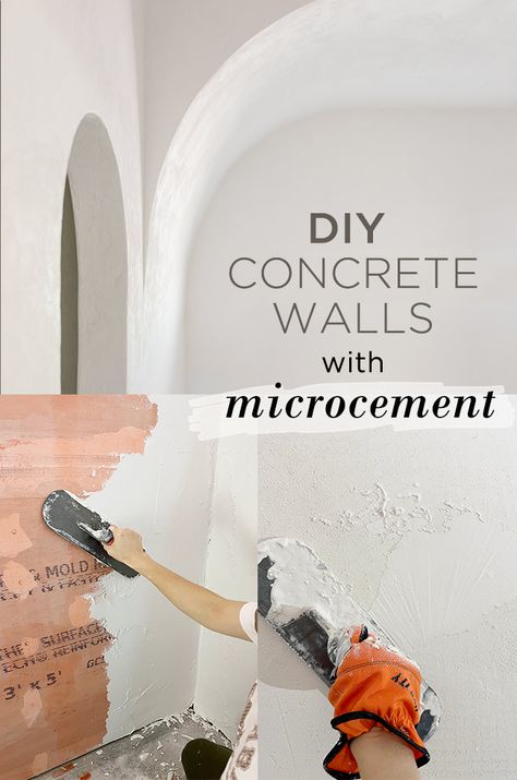 DIY concrete bathroom walls with Microcement - Jenna Sue Design Blog Concrete Bathroom Walls, Diy Concrete Bathroom, Concrete Walls Diy, Micro Concrete, Cement Bathroom, Concrete Shower, Jenna Sue Design, Concrete Overlay, Jenna Sue