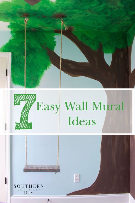 Paint A Tree On A Wall Diy, Paint Trees On Wall Diy, Daycare Wall Painting Ideas, Diy Tree Mural, Fun Kids Room Ideas, Fun Nursery Ideas, Outdoor Mural Ideas, Wall Murals Painted Diy, Wall Mural Ideas