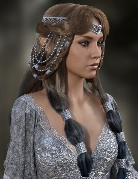 Female Knight Hairstyle, Hair Fantasy Ideas, Elf Princess Hairstyles, Fantasy Long Hairstyles, Fantasy Queen Hairstyles, Fantasy Braided Hair, Fantasy Princess Hairstyle, Fantasy Ponytail Hairstyles, Fantasy Inspired Hairstyles