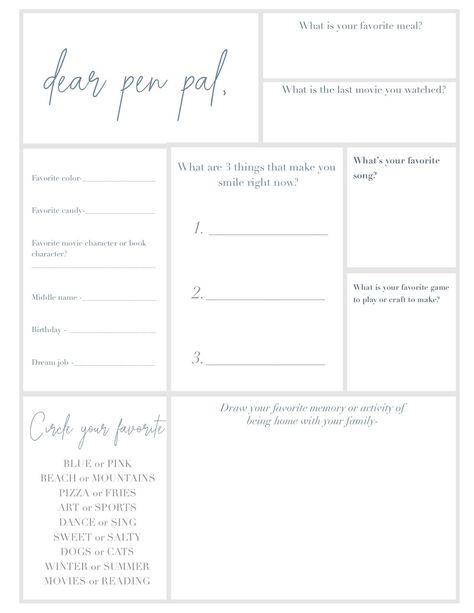 Pen Pal Organization, Pen Pal Station, Pen Pal Card Ideas, Pen Pal Letter Template, Penpal Printables, Pen Pal Tracker, Pen Pal Ideas, Ideas For Kids Activities, Snail Mail Printables